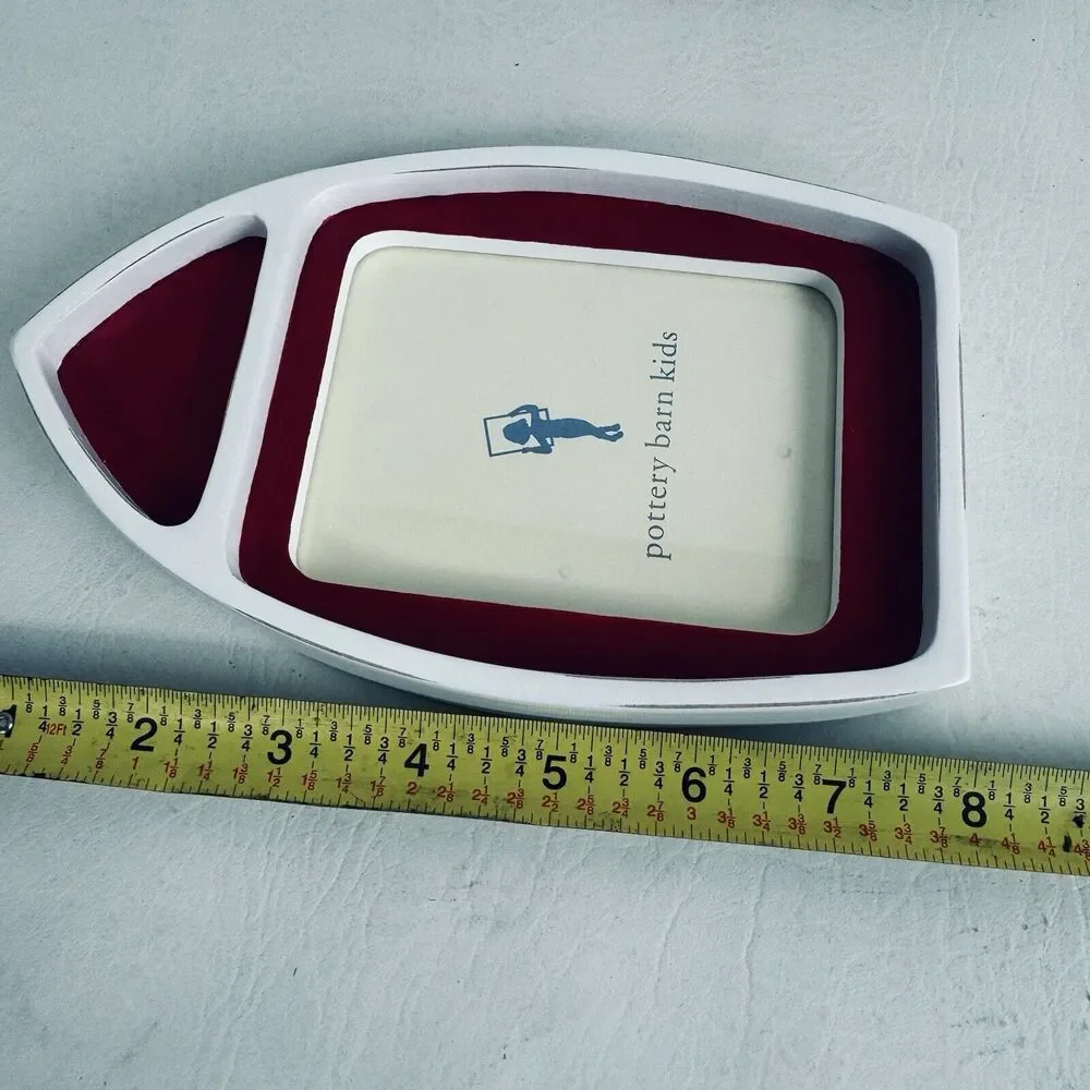 Pottery Barn Regatta Wooden Boat Picture Photo Frame White‎ Red Bedroom Nautical